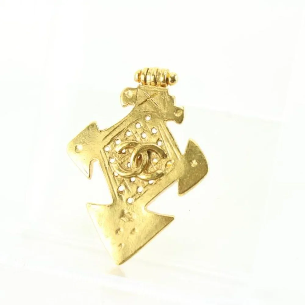 Chanel 94p 24k Gold Plated  CC Cross Brooch Pin 39cc722s
